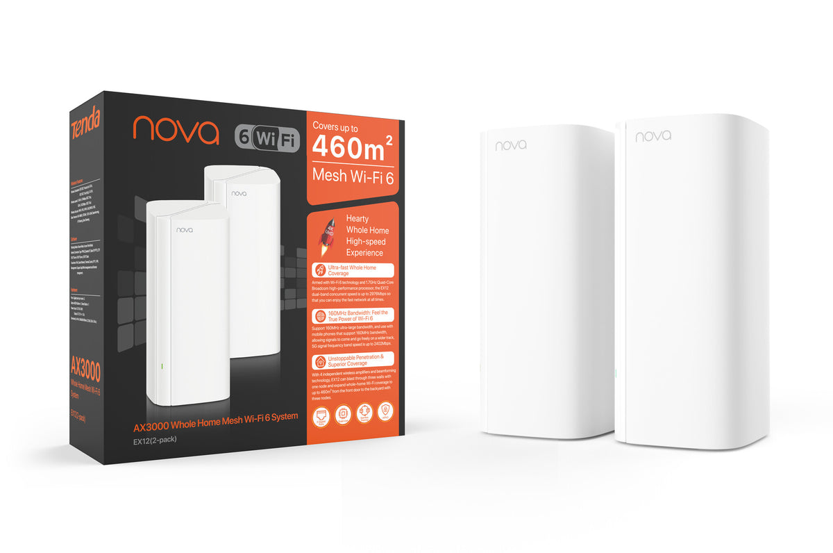 Tenda EX12 2-Pack Dual-band (2.4 GHz / 5 GHz) Wi-Fi 6E (802.11ax) White 3 Internal