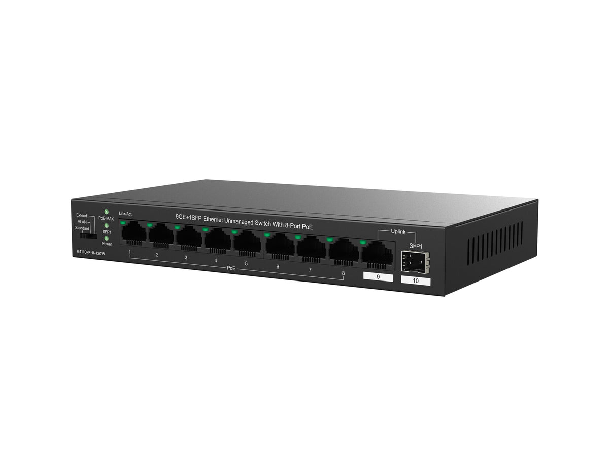 Tenda TEG1110PF-8-120W network switch Unmanaged Gigabit Ethernet (10/100/1000) Power over Ethernet (PoE) Black
