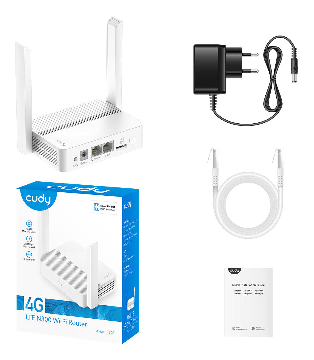 Cudy LT300 wireless router Fast Ethernet Single-band (2.4 GHz) 4G White