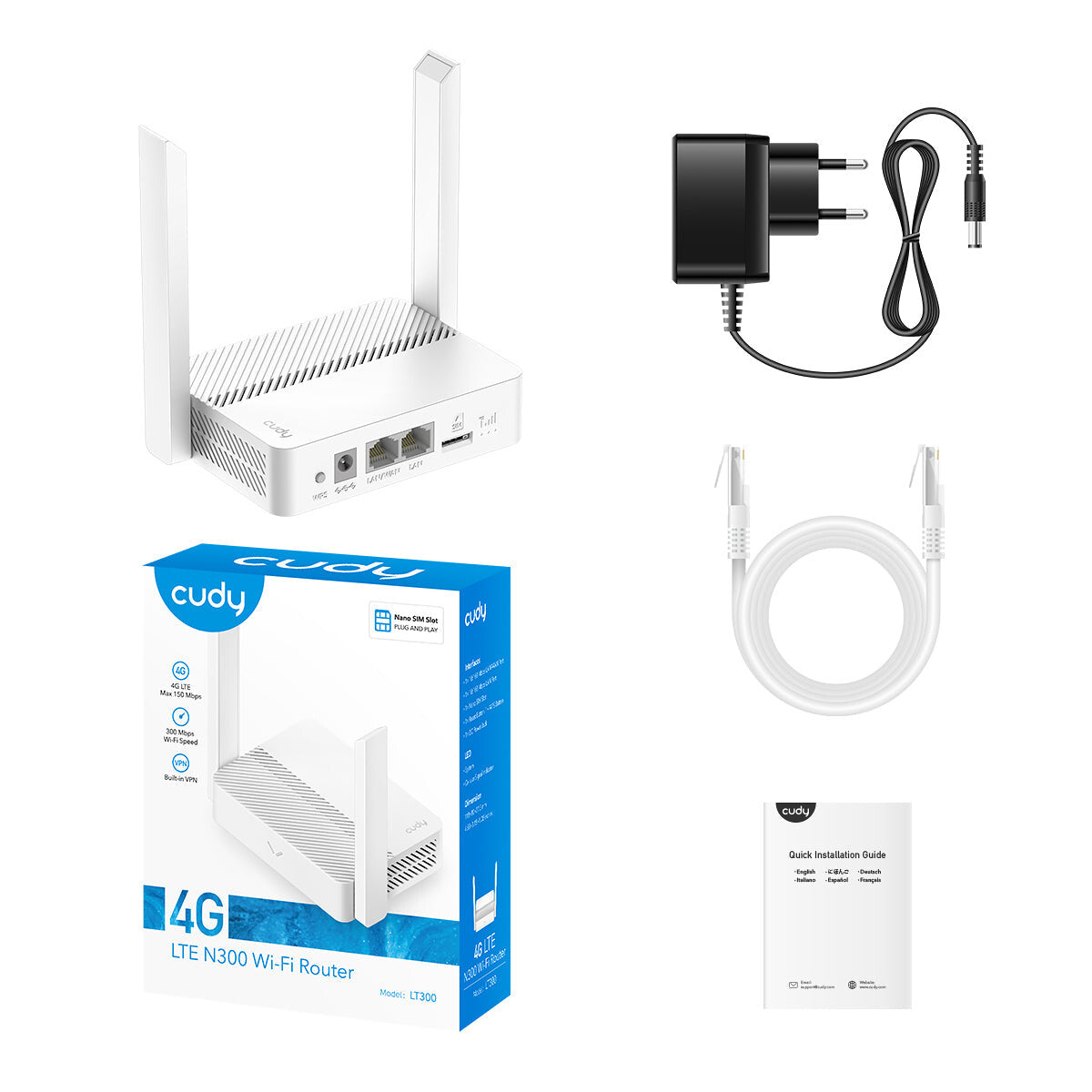 Cudy LT300 wireless router Fast Ethernet Single-band (2.4 GHz) 4G White
