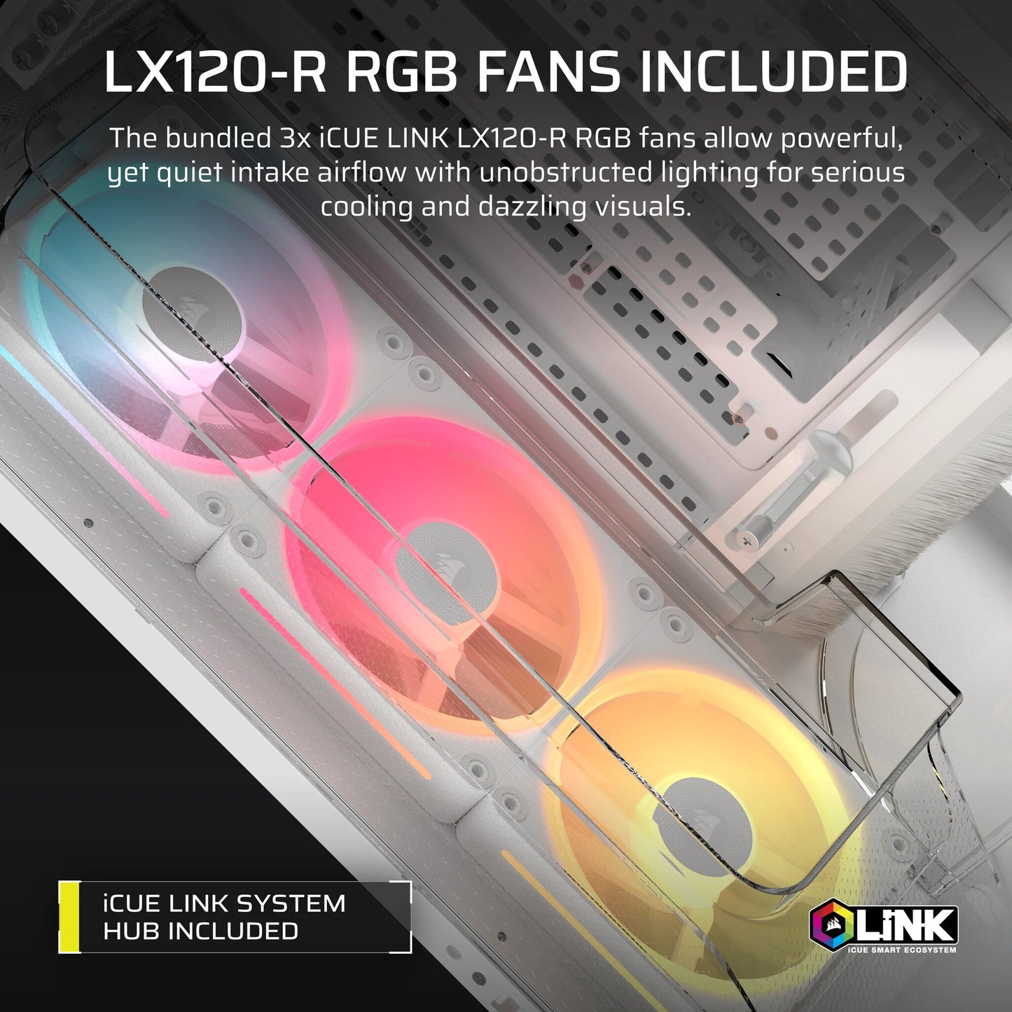 Corsair AIR 5400 LX-R RGB iCUE LINK Midi Tower White