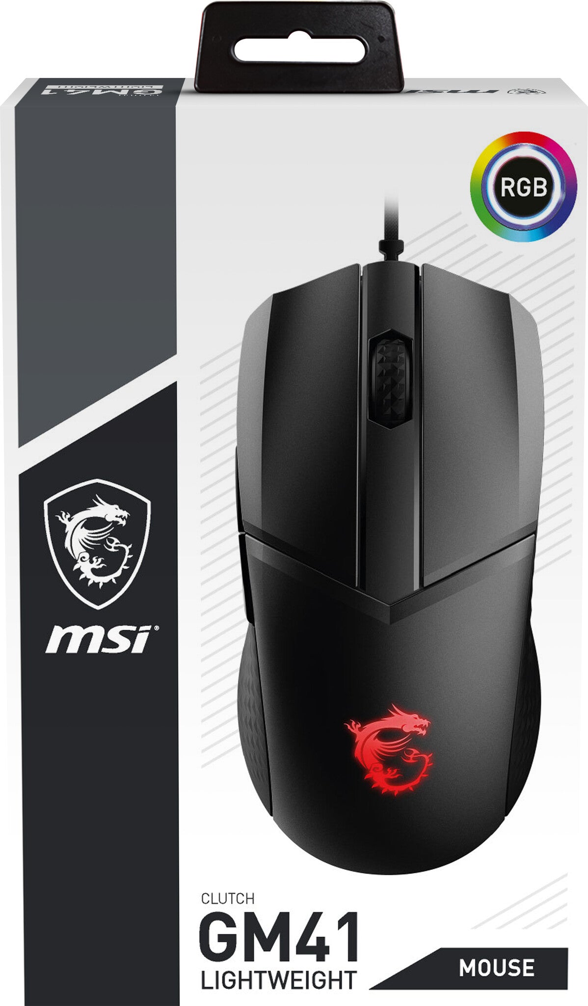 MSI CLUTCH GM41 LIGHTWEIGHT RGB FPS Gaming Mouse 'upto 16000 DPI Fast Optical Sensor, 65g weight, Frixion Free Cable, Symmetrical design, OMRON Switch with 60+ Million Clicks, Dragon Center Supported, NVIDIA REFLEX Compatible'