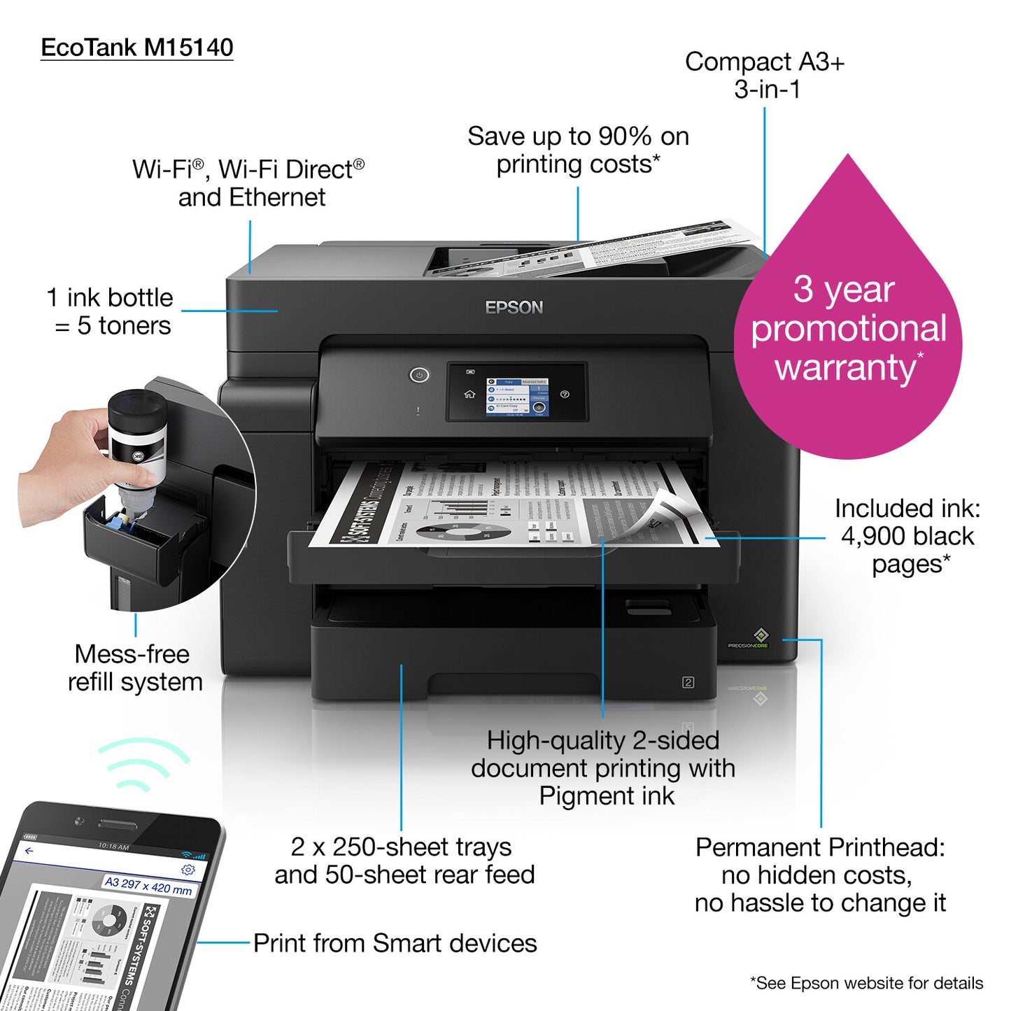 Epson EcoTank M15140 Laser A3+ 4800 x 1200 DPI 32 ppm Wi-Fi