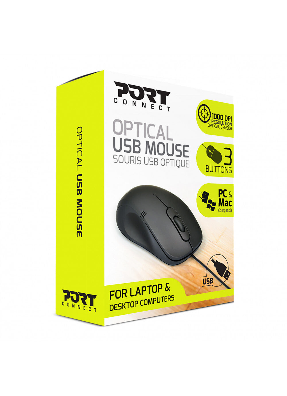 Port Designs Pro Lite mouse Office Ambidextrous USB Type-A Optical 1000 DPI