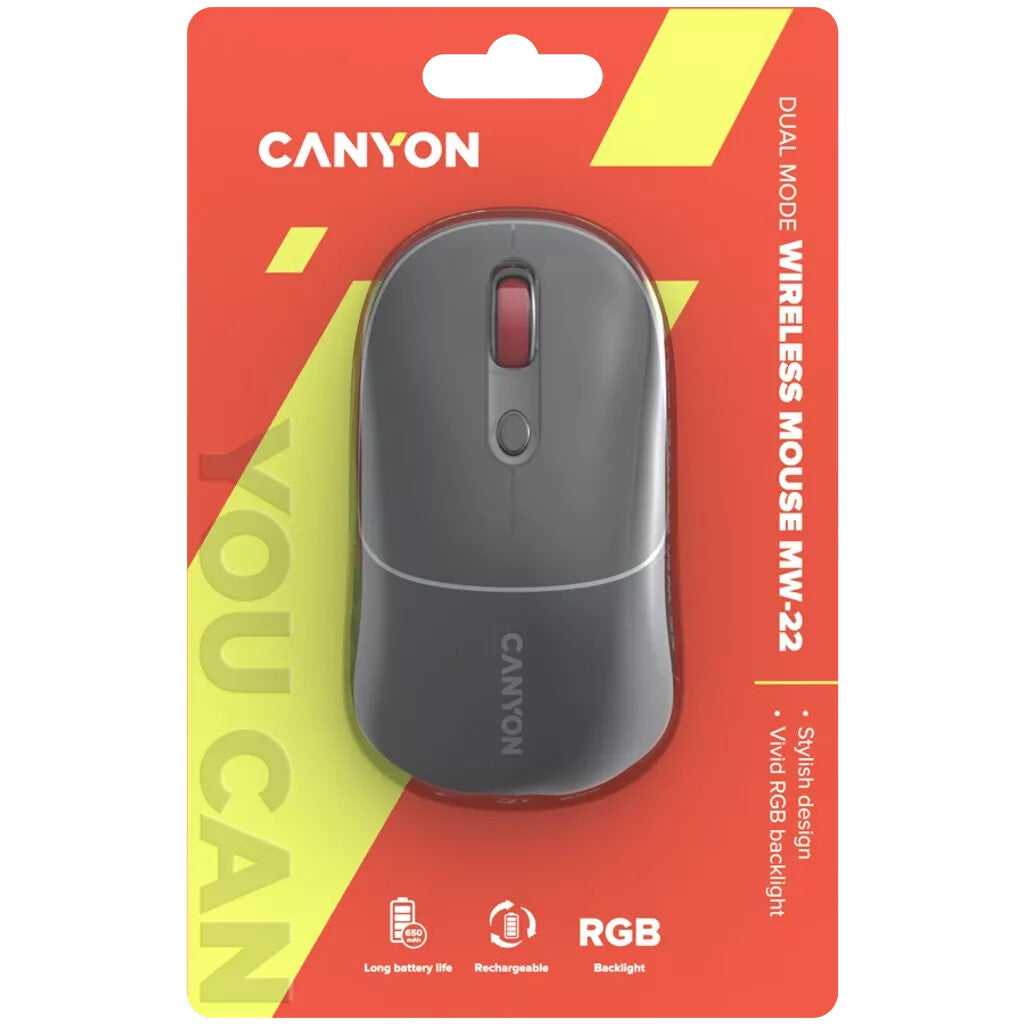 Canyon MW-22 mouse Universal Ambidextrous RF Wireless + Bluetooth Optical 1600 DPI