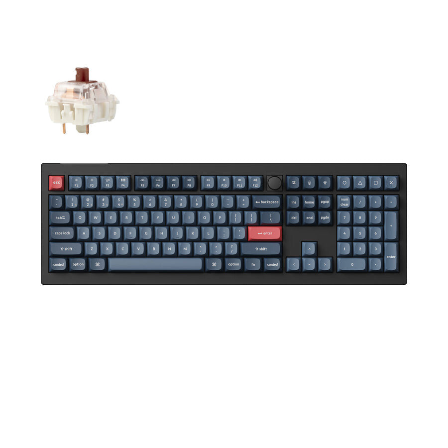 Keychron V6 MAX keyboard Universal RF Wireless + Bluetooth Black, Dark Blue
