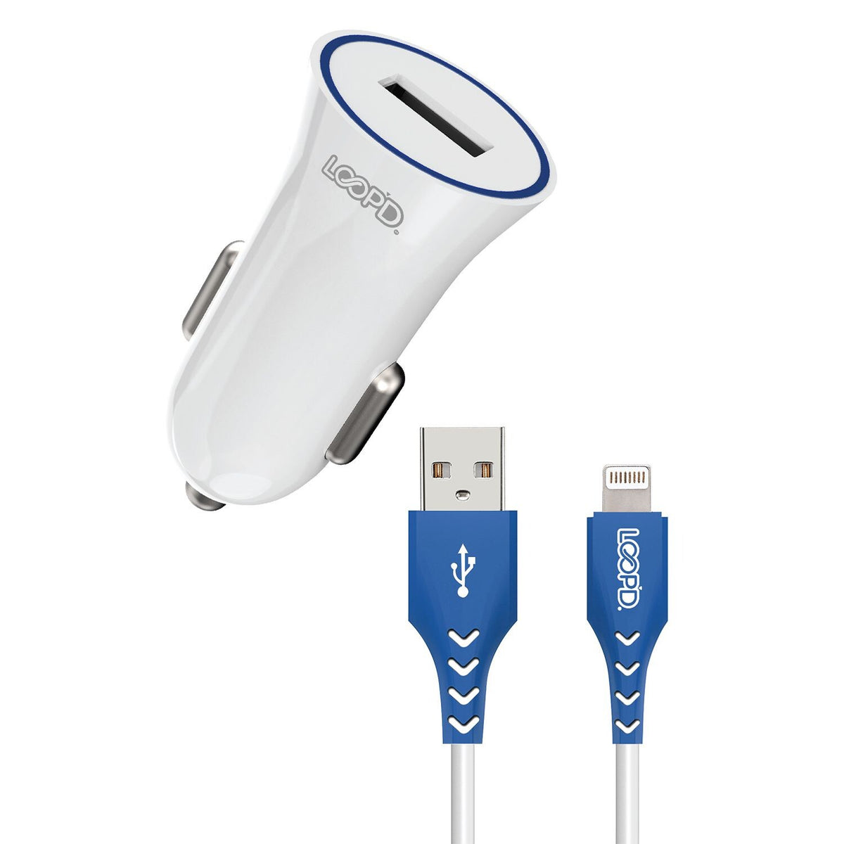 LOOP'D USB Port Car Charger With Lightning Cable - 10.5W