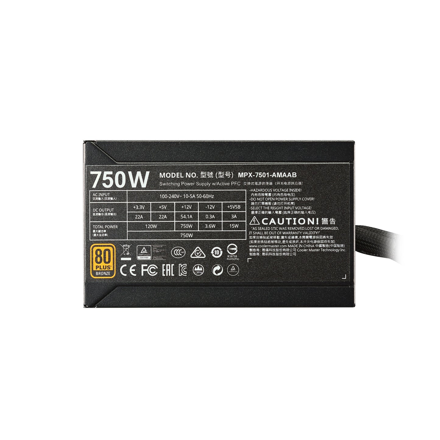 Cooler Master MasterWatt 750 power supply unit 750 W 24-pin ATX ATX Black