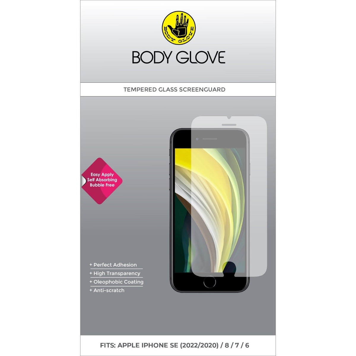 Bodyglove Body Glove Tempered Glass Screen Protector - Apple iPhone SE (2022/2025) / iPhone 8 / iPhone 7 / iPhone 6 - Clear