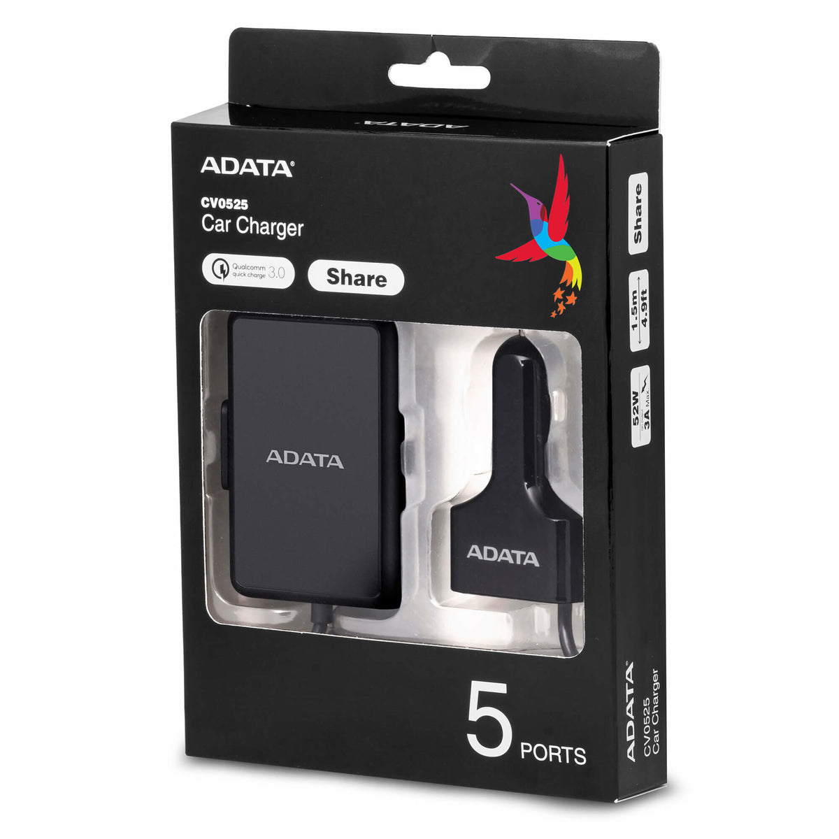 ADATA CV0525 Universal Black Cigar lighter Fast charging Auto