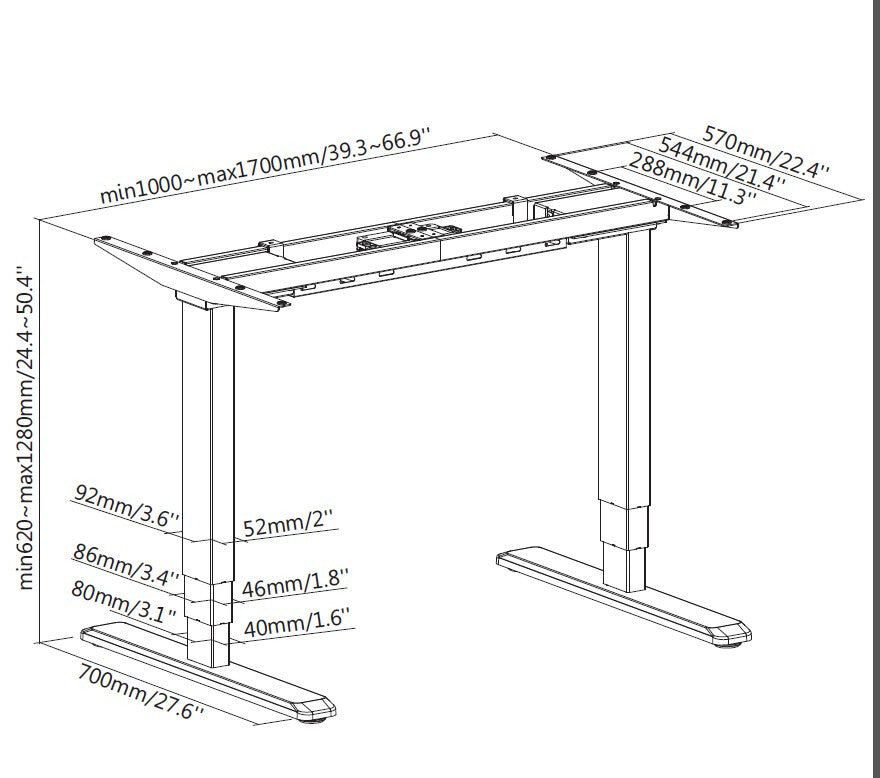 Equip ERGO Electric Sit-Stand Desk Frame, Dual Motor, Grey