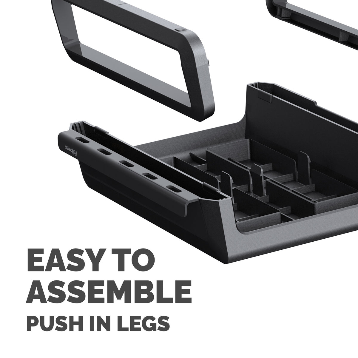 Fellowes Computer Monitor Stand with 3 Height Adjustments - Breyta Monitor Riser with Cable Management - Ergonomic Adjustable Monitor Stand for Computers - Max Weight 15KG - Black