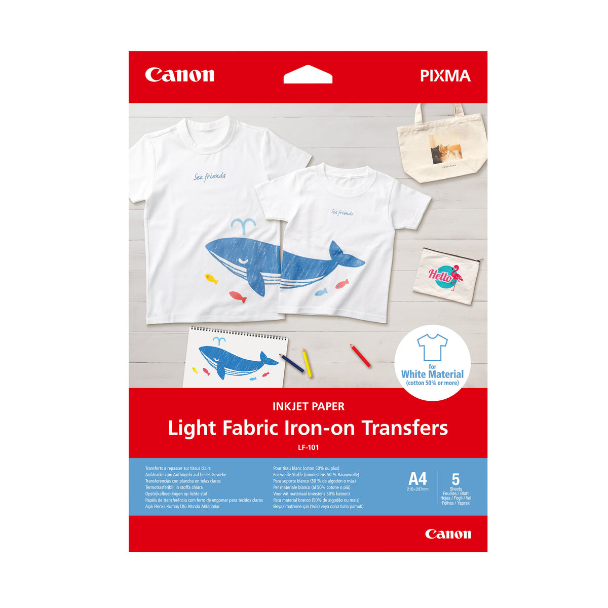 Canon LF-101 Light Fabric Iron-on Transfers, A4, 5 sheets