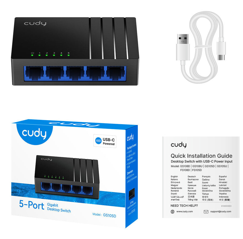 Cudy GS105D network switch Gigabit Ethernet (10/100/1000) Black
