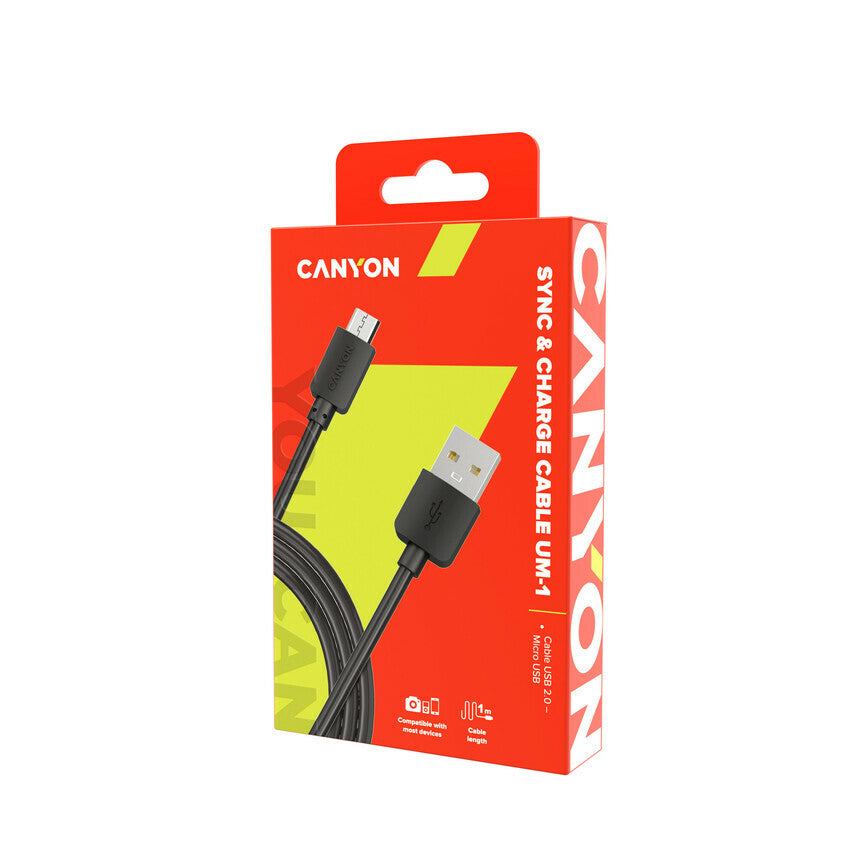 Canyon CNE-USBM1B USB cable USB 2.0 1 m USB A Micro-USB A Black