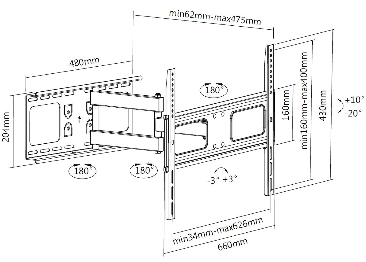 Equip 37"-70” Articulating TV Wall Mount Bracket