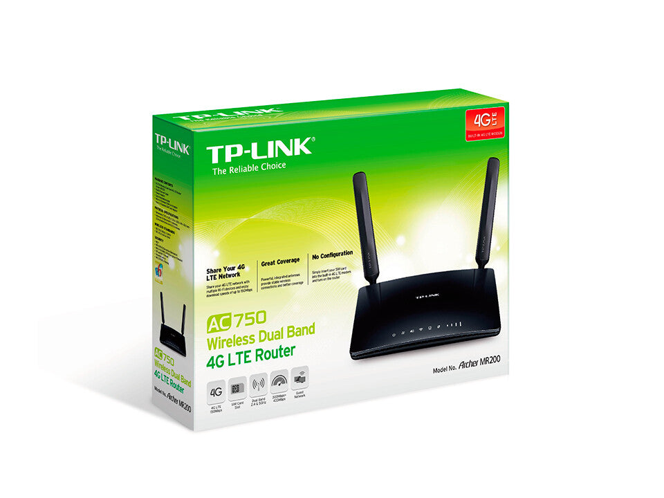TP-Link Archer MR200 wireless router Fast Ethernet Dual-band (2.4 GHz / 5 GHz) 4G Black