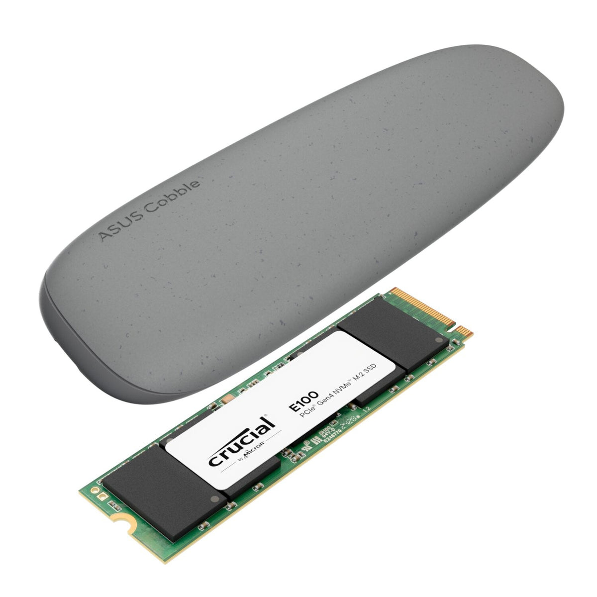 Asus Cobble M.2 SSD Type-C Enclosure and Crucial E100 2TB NVMe Bundle - Grey
