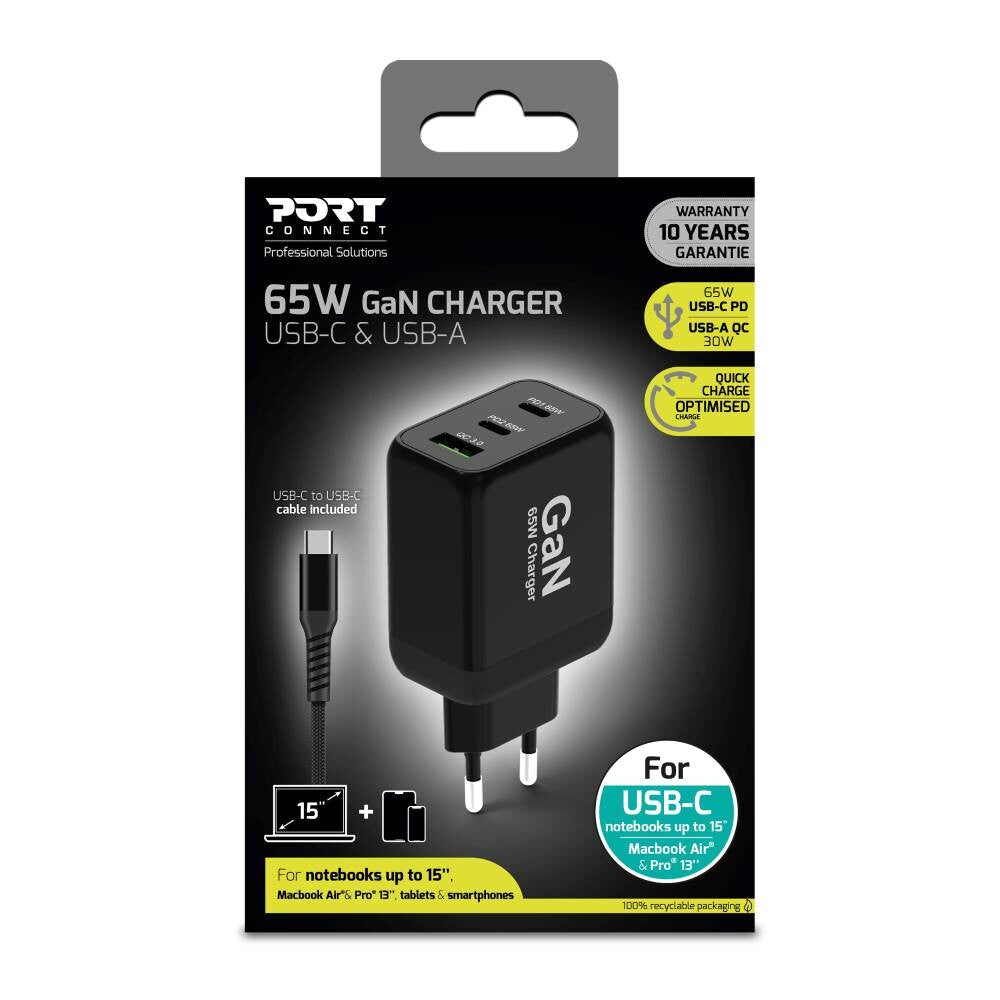 Port Designs Port 65W GaN wall charger & 2M EU USB-C cable