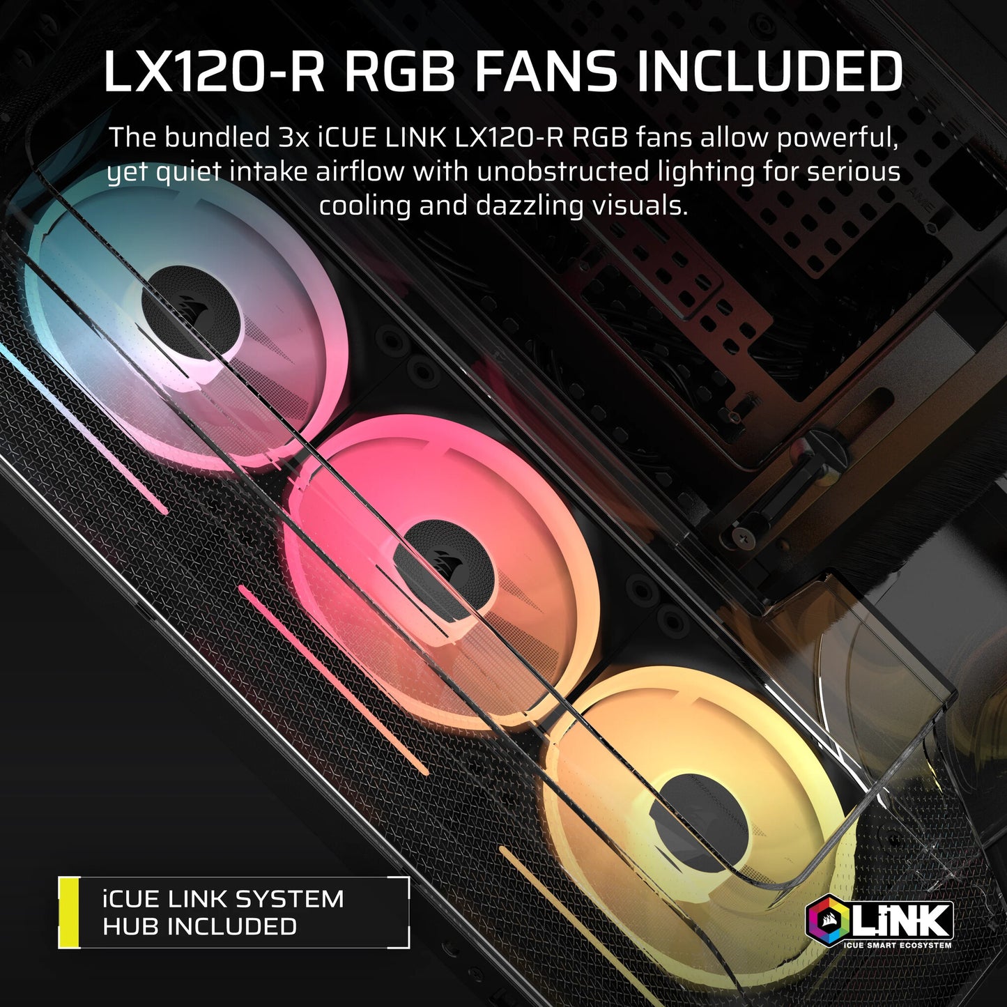Corsair AIR 5400 LX-R RGB iCUE LINK Midi Tower Black
