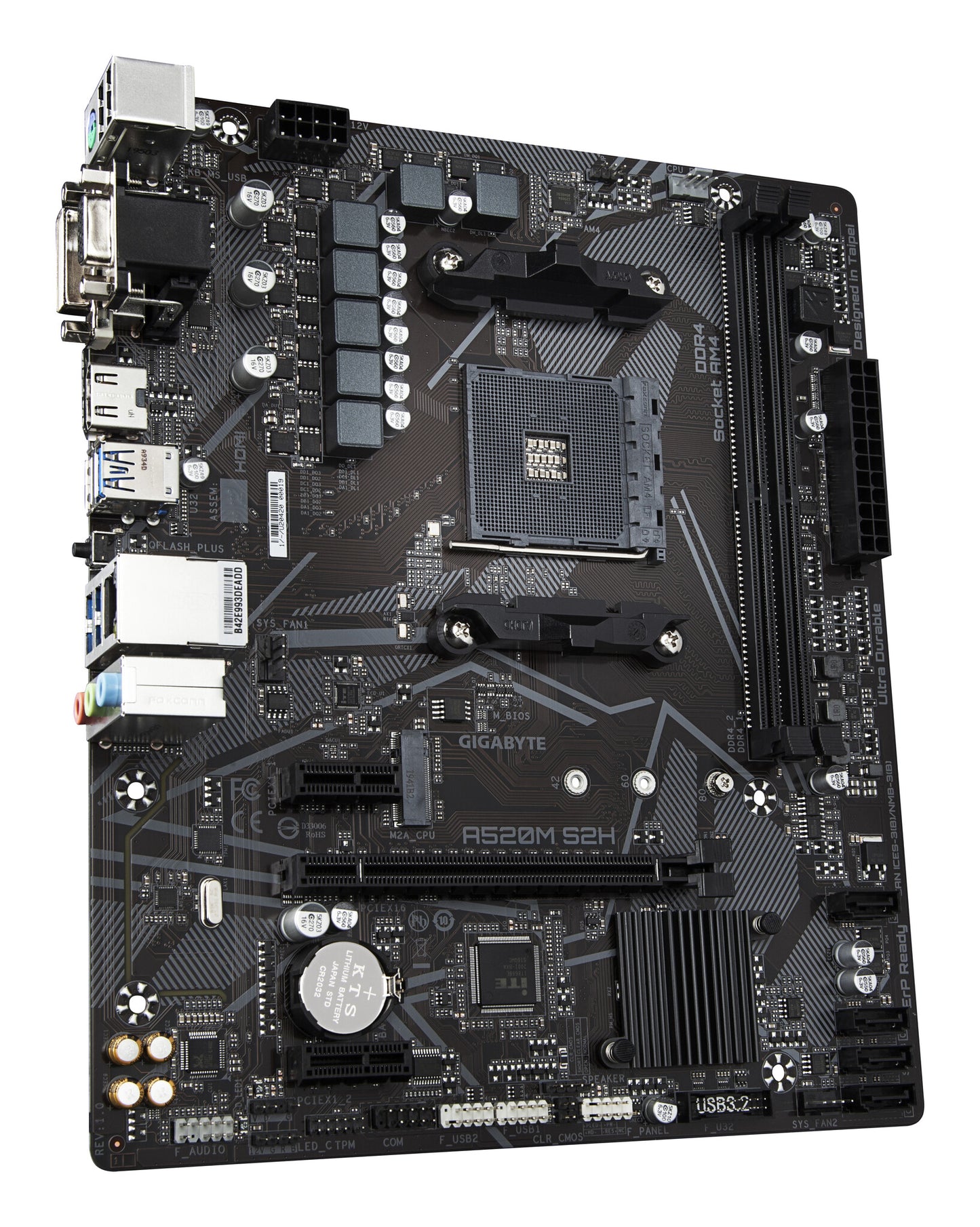 GIGABYTE A520M S2H Motherboard - Supports AMD Ryzen 5000 Series AM4 CPUs, 4+3 Phases Pure Digital VRM, up to 5100MHz DDR4 (OC), PCIe 3.0 x4 M.2, GbE LAN, USB 3.2 Gen 1