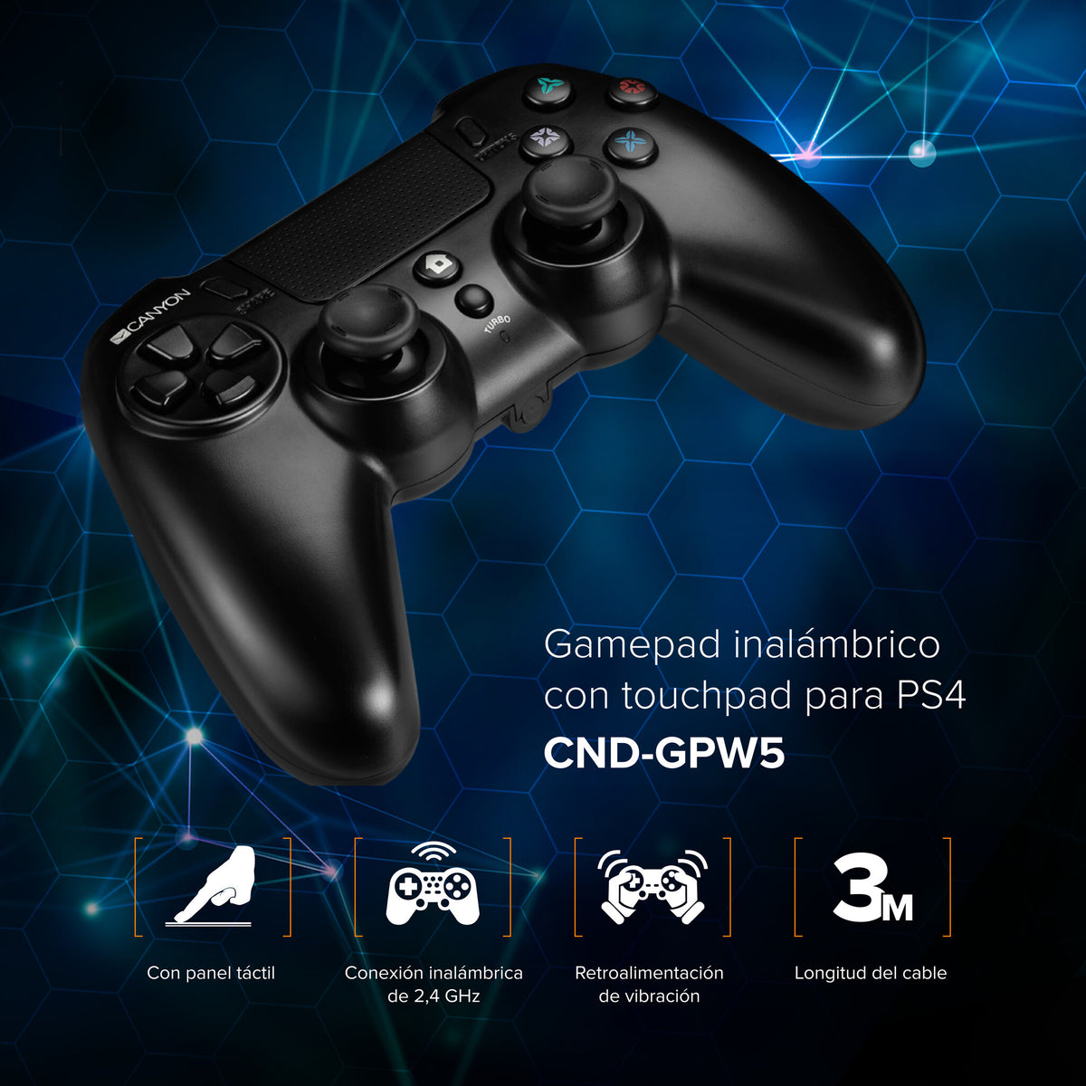 Canyon CND-GPW5 Gaming Controller Black USB Gamepad PlayStation 4