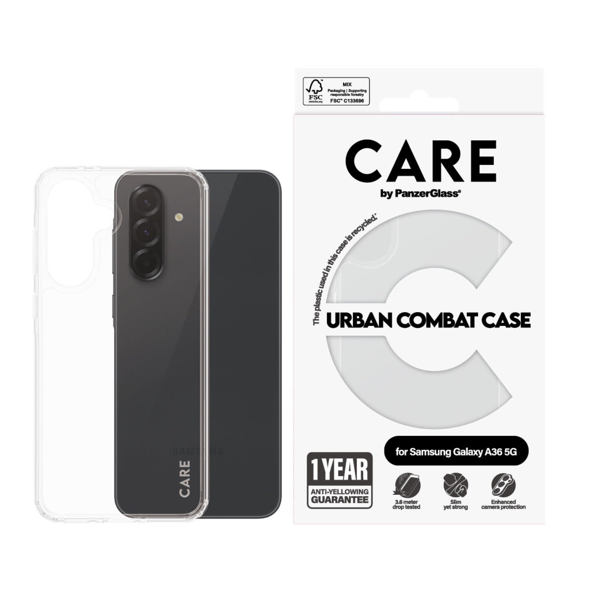 PANZER Care by PanzerGlass Urban Combat Case - Samsung Galaxy A36 – Clear
