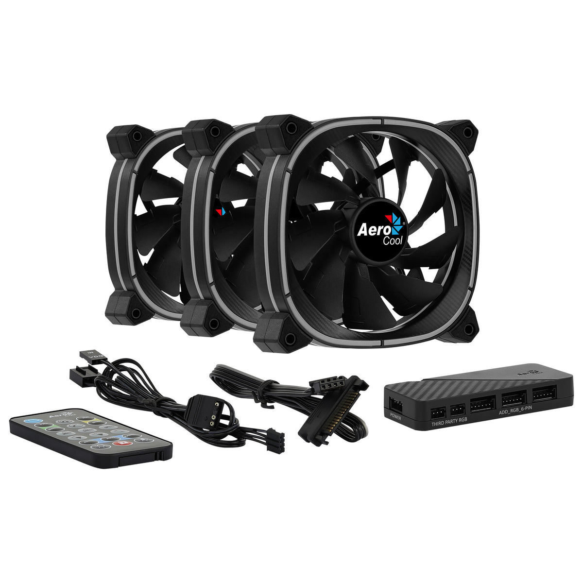 Aerocool ASTRO12PRO Kit 3 Fans PC 12cm LED RGB Antivibration Remote Control