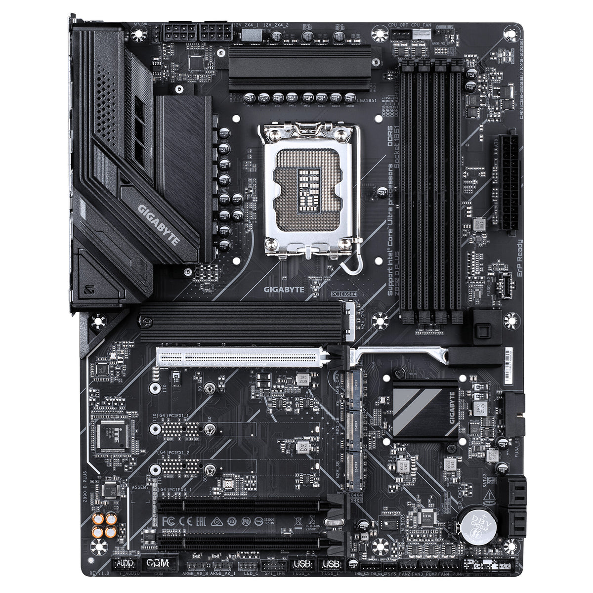 GIGABYTE Z890 D PLUS Motherboard - Supports Intel Core Ultra (Series 2) CPUs, 12+1+2 phases VRM, up to 9466MHz DDR5 (OC), 1xPCIe 5.0 M.2 + 3xPCIe 4.0 M.2, 2.5GbE LAN, USB 3.2 Gen 2