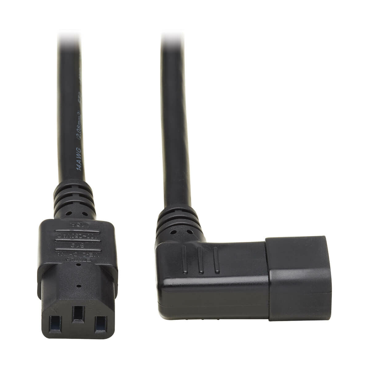 Tripp Lite P005-006-14RA Heavy-Duty PDU Power Cord, C13 to Right-Angle C14 - 15A, 250V, 14 AWG, 6 ft. (1.83 m), Black