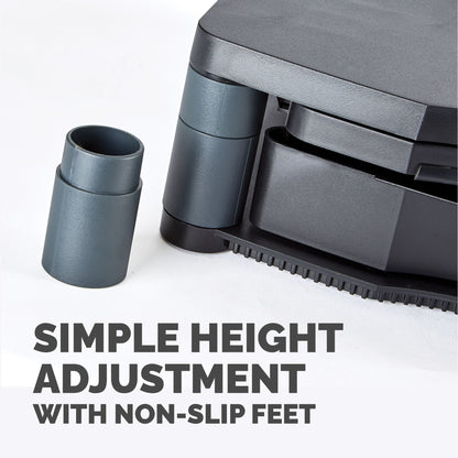 Fellowes Computer Monitor Stand with 3 Height Adjustments - Premium Monitor Riser Plus with Cable Management - Ergonomic Adjustable Monitor Stand for Computers - Max Weight 36KG/Max Size 21" - Graphite