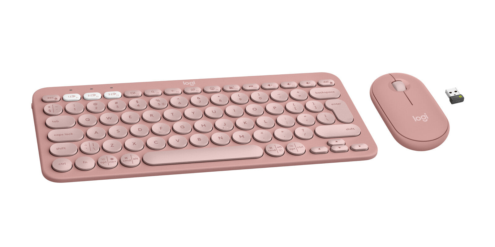 Logitech 920-012241 keyboard Mouse included Universal RF Wireless + Bluetooth QWERTY US International Pink