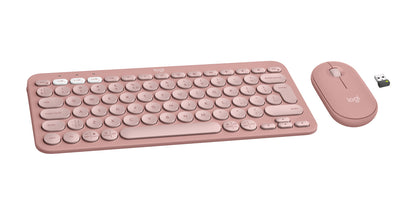 Logitech 920-012241 keyboard Mouse included Universal RF Wireless + Bluetooth QWERTY US International Pink