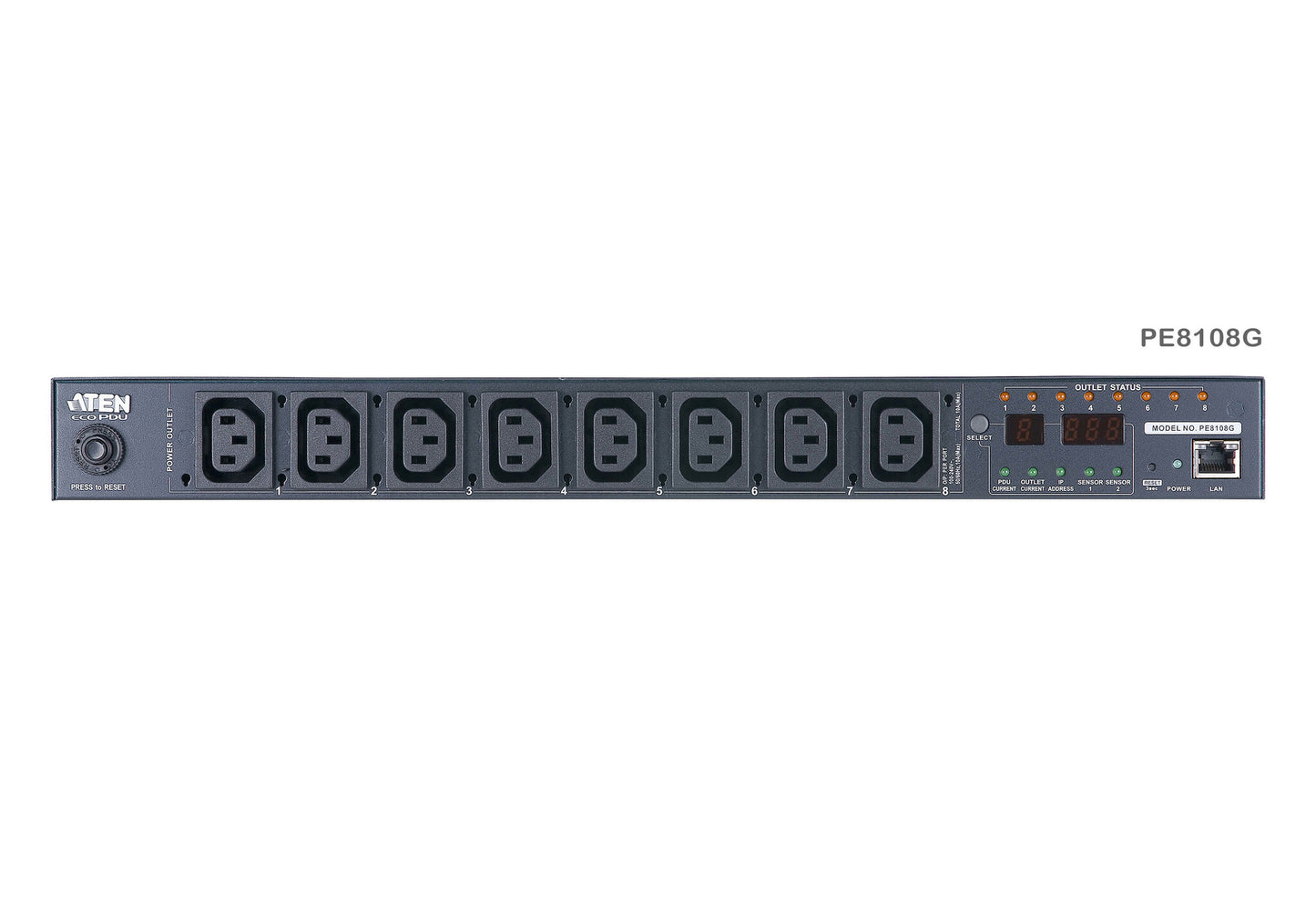 ATEN 1U 10A 8 Outlet Switched + Metered PDU + Free Eco PDU Manager Software