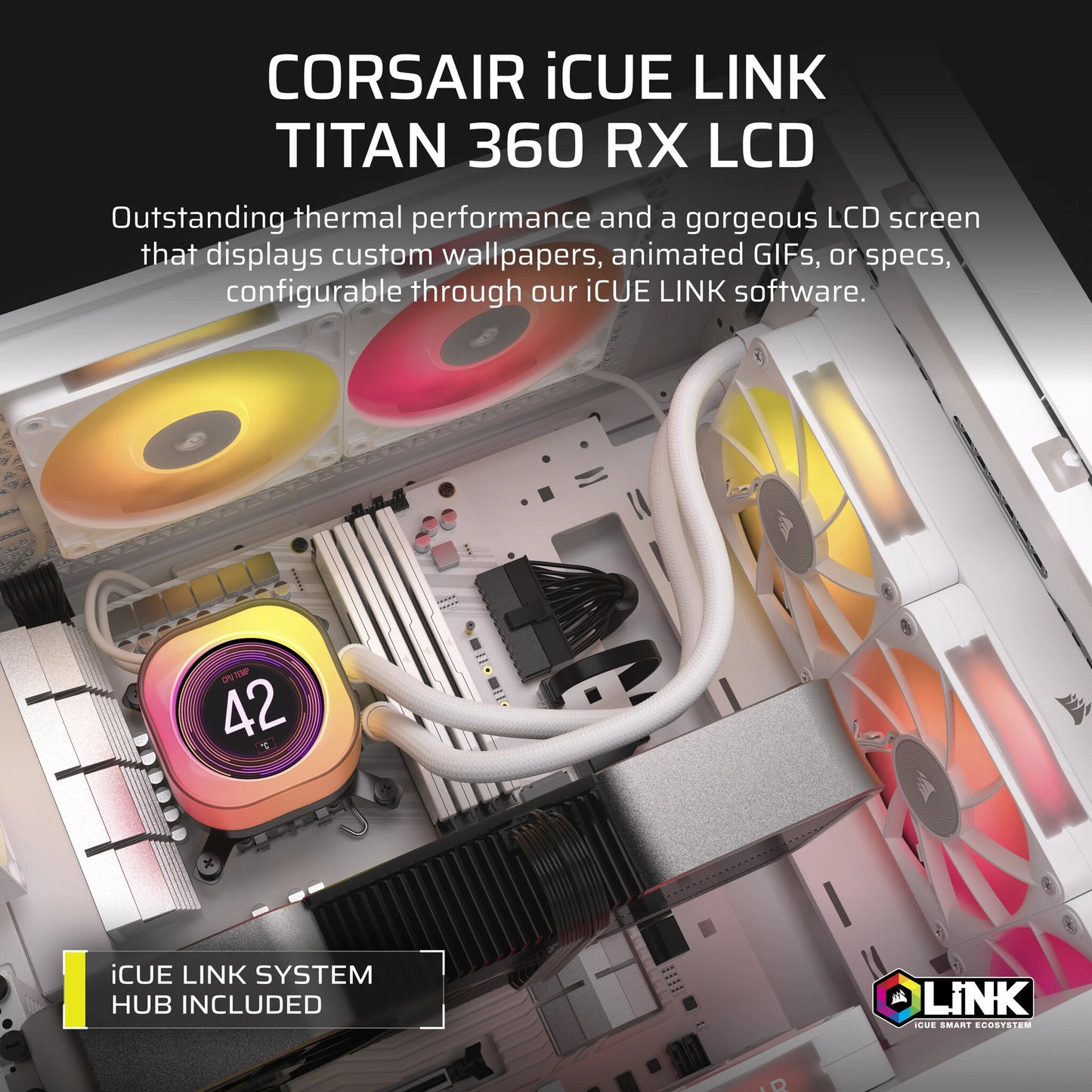 Corsair iCUE LINK TITAN 240 RX LCD Processor All-in-one liquid cooler 12 cm White 1 pc(s)