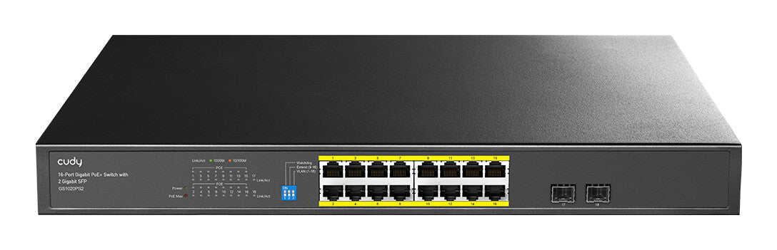 Cudy GS1020PS2 network switch Unmanaged Gigabit Ethernet (10/100/1000) Power over Ethernet (PoE) Black