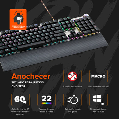 Canyon Nightfall keyboard Gaming USB QWERTY US English Black, Grey