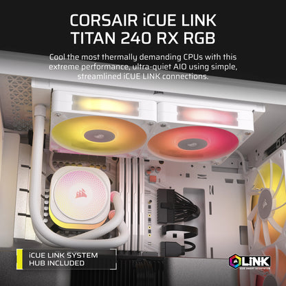 Corsair iCUE LINK TITAN RX RGB Processor All-in-one liquid cooler 12 cm White 1 pc(s)
