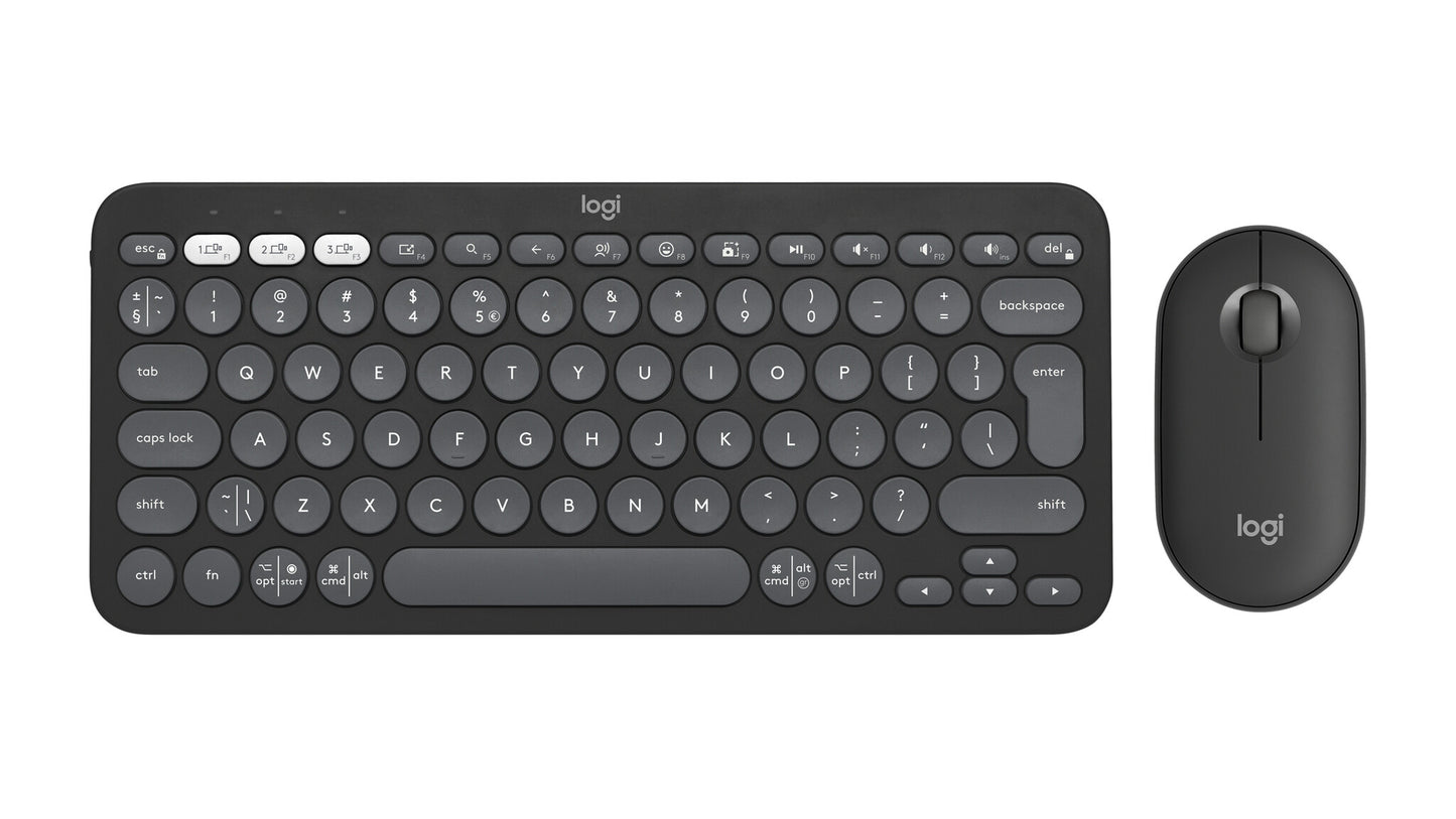 Logitech 920-012239 keyboard Mouse included Universal RF Wireless + Bluetooth QWERTY US International Graphite