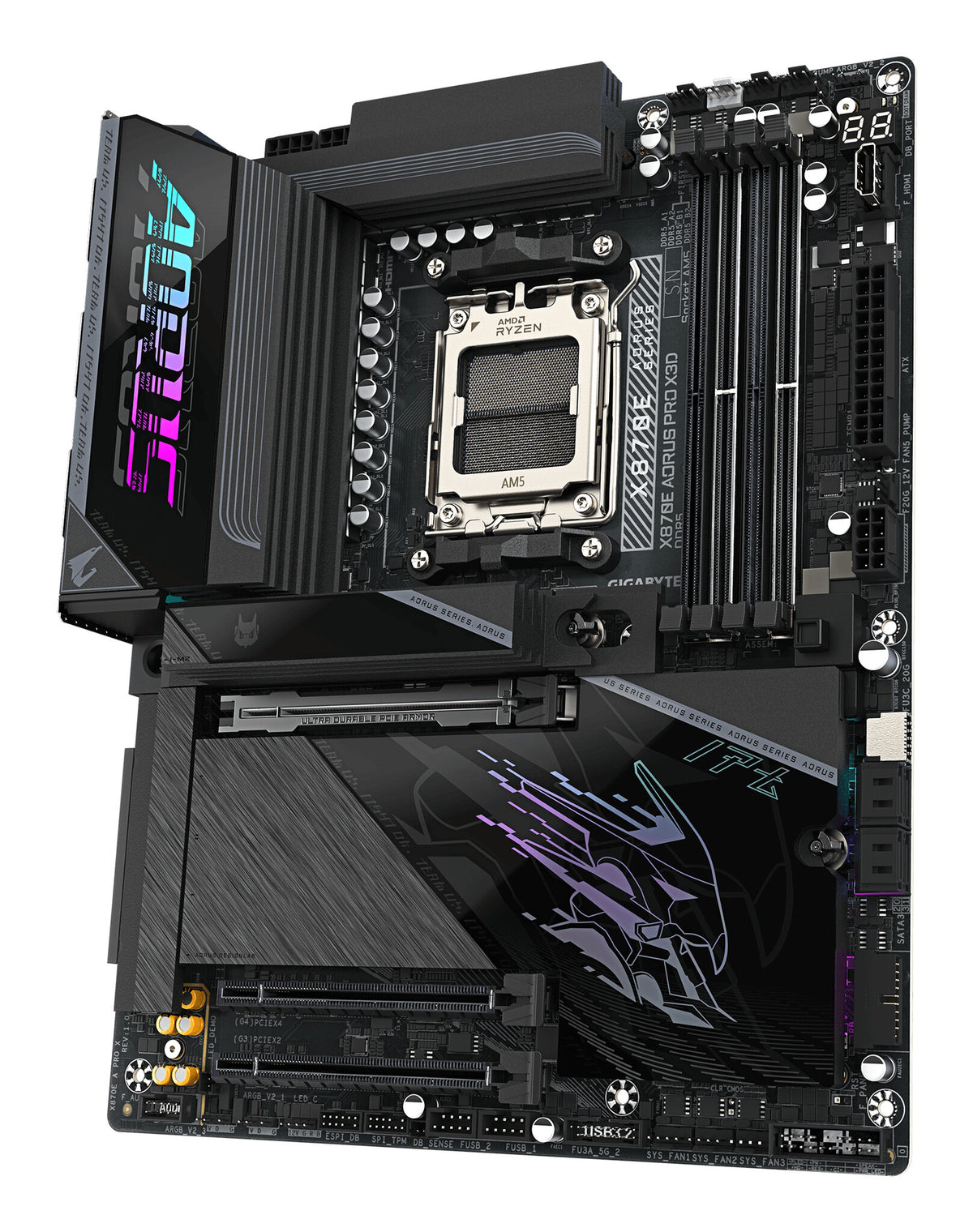 GIGABYTE X870E AORUS PRO X3D Motherboard - Supports AMD Ryzen 9000 CPUs, 18+2+2 Phases Digital VRM, up to 9000Hz DDR5 (OC), 2xPCIe 5.0 + 2xPCIe 4.0, Wi-Fi 7, 5GbE LAN, USB 4