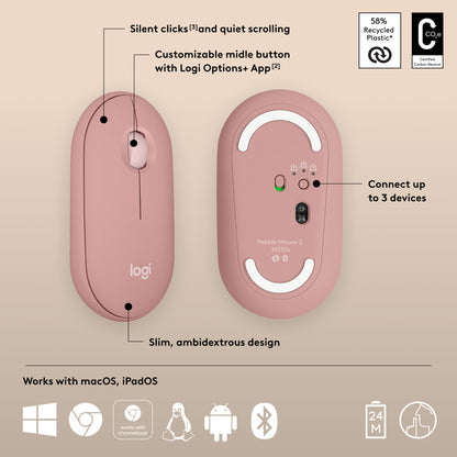 Logitech 910-007014 mouse Travel Ambidextrous RF Wireless + Bluetooth Optical 4000 DPI