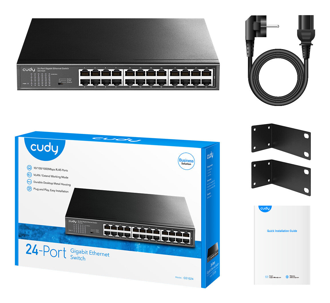 Cudy GS1024 network switch Gigabit Ethernet (10/100/1000) Black