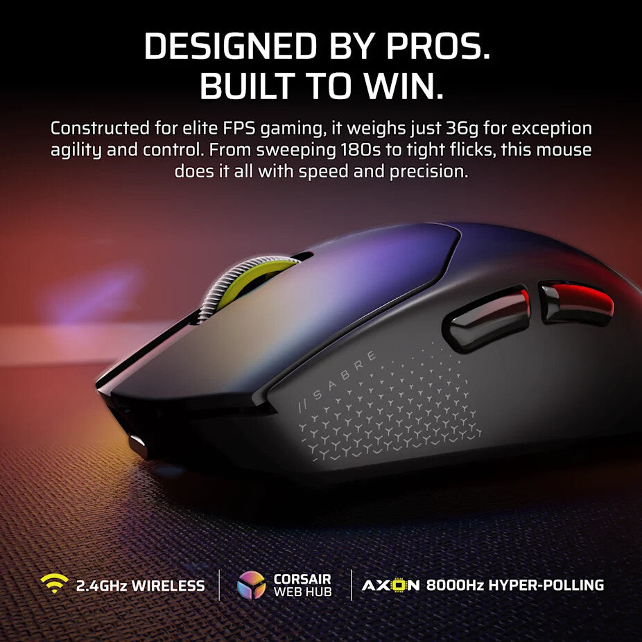 Corsair SABRE v2 PRO mouse Gaming Ambidextrous Optical 33000 DPI