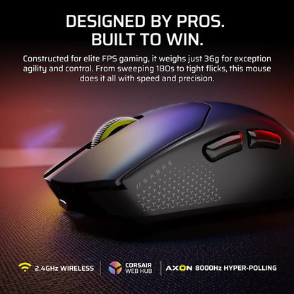 Corsair SABRE v2 PRO mouse Gaming Ambidextrous Optical 33000 DPI