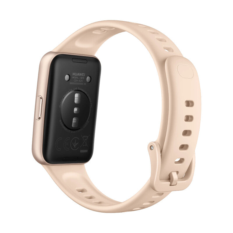Huawei 1.62 AMOLED colour Screen/ 286x482 pixels/ PPI 347/ Beige Fluoroelastomer Strap/ length:120mm-190mm/ 5 ATM/ NO GPS/ 2.4GHz  BT6.0 and BLE.5V/1A/ 55020GUM