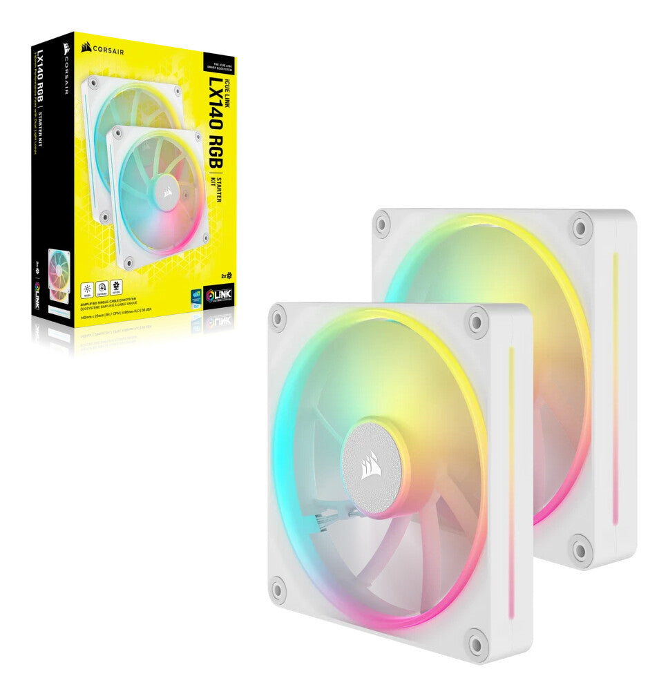 Corsair CO-9051032-WW computer cooling system Computer case Fan 14 cm White 2 pc(s)