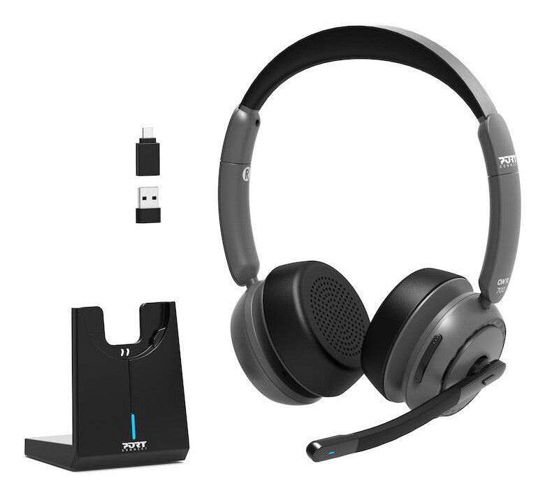Port Designs 912003 headphones/headset Wired & Wireless Head-band Office/Call center Bluetooth Charging stand Black