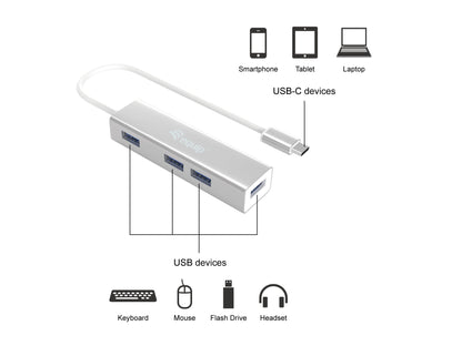 Equip USB-C to 4-port USB 3.0 Hubs