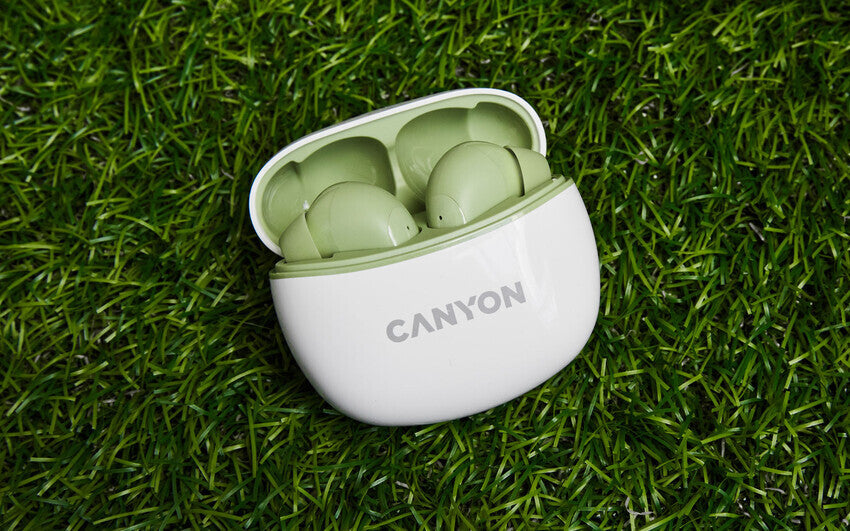 Canyon CNS-TWS5GR headphones/headset Wireless In-ear Calls/Music/Sport/Everyday USB Type-C Bluetooth Green, White