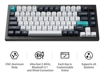 Keychron Q1 Max keyboard Gaming USB + RF Wireless + Bluetooth QWERTY Black, Cyan, Dark Blue, White